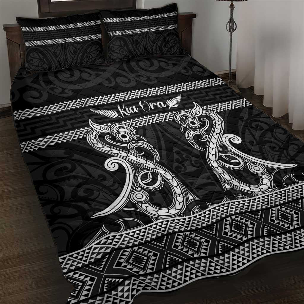 Kia Ora New Zealand Quilt Bed Set Maori Language Week Pango Taniko Motif - Vibe Hoodie