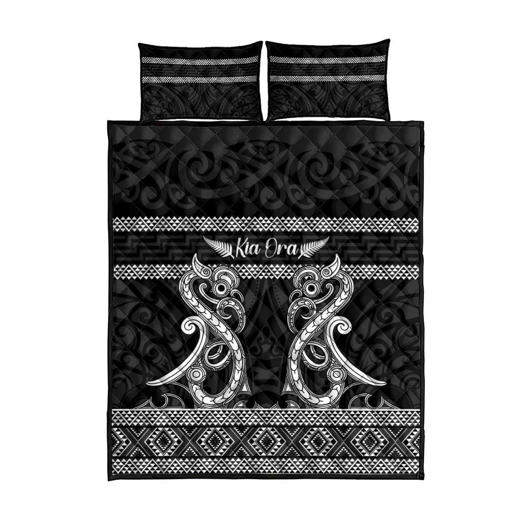 Kia Ora New Zealand Quilt Bed Set Maori Language Week Pango Taniko Motif - Vibe Hoodie