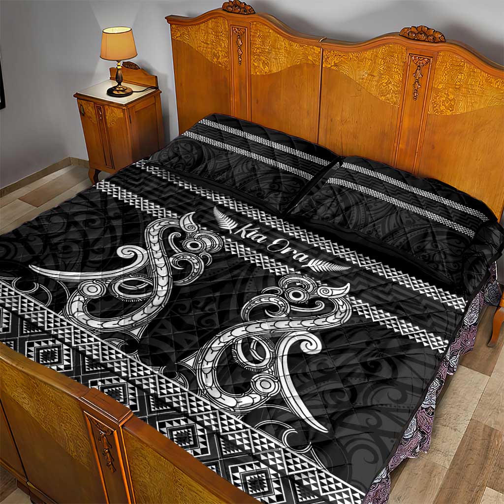 Kia Ora New Zealand Quilt Bed Set Maori Language Week Pango Taniko Motif - Vibe Hoodie