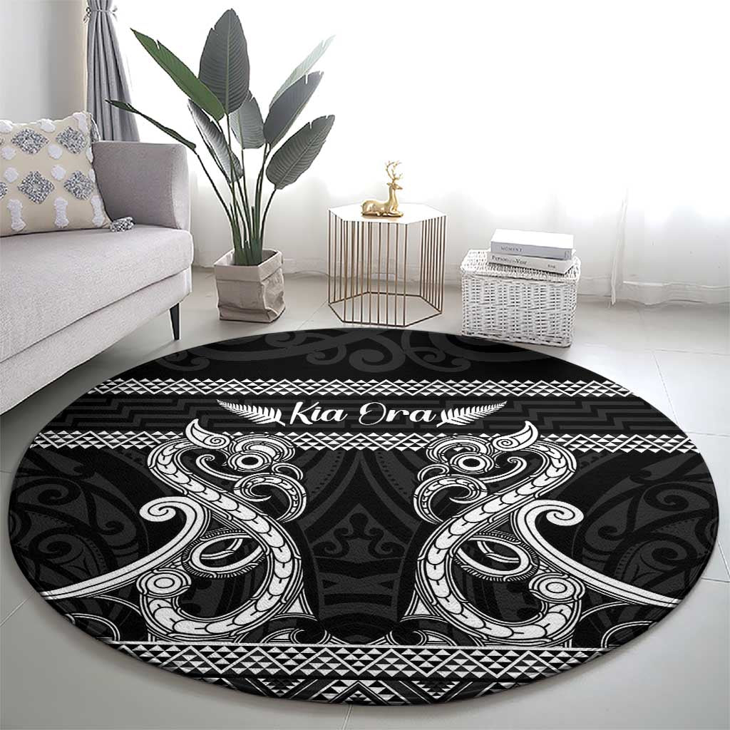 Kia Ora New Zealand Round Carpet Maori Language Week Pango Taniko Motif - Vibe Hoodie