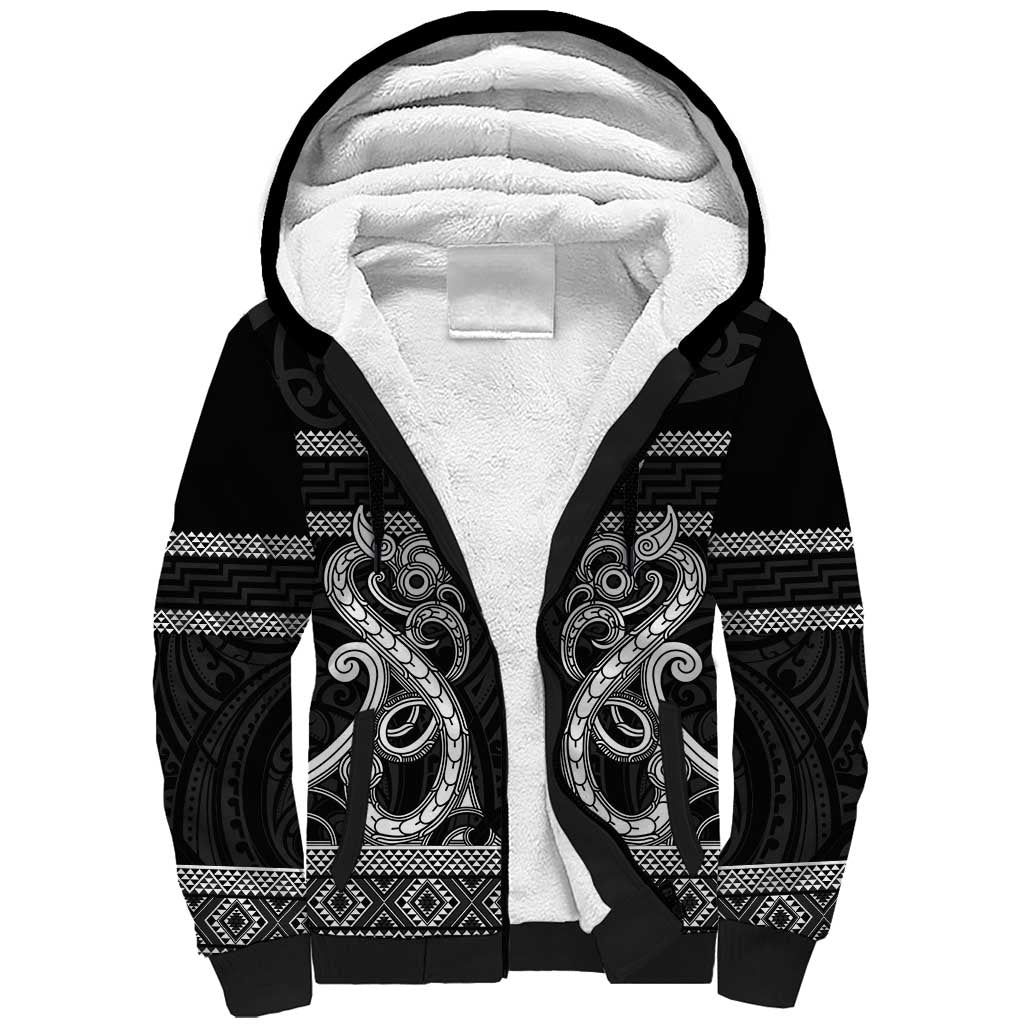 Kia Ora New Zealand Sherpa Hoodie Maori Language Week Pango Taniko Motif - Vibe Hoodie