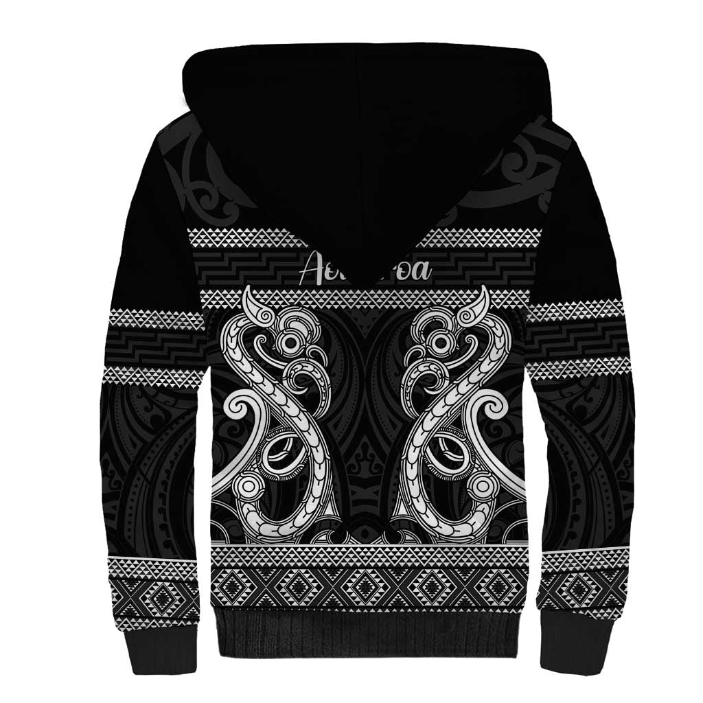 Kia Ora New Zealand Sherpa Hoodie Maori Language Week Pango Taniko Motif - Vibe Hoodie