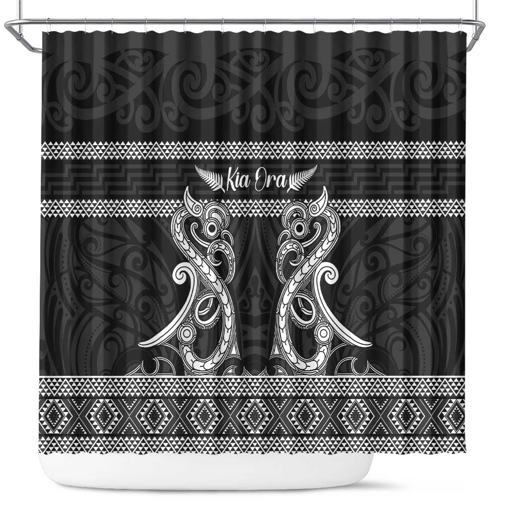 Kia Ora New Zealand Shower Curtain Maori Language Week Pango Taniko Motif - Vibe Hoodie