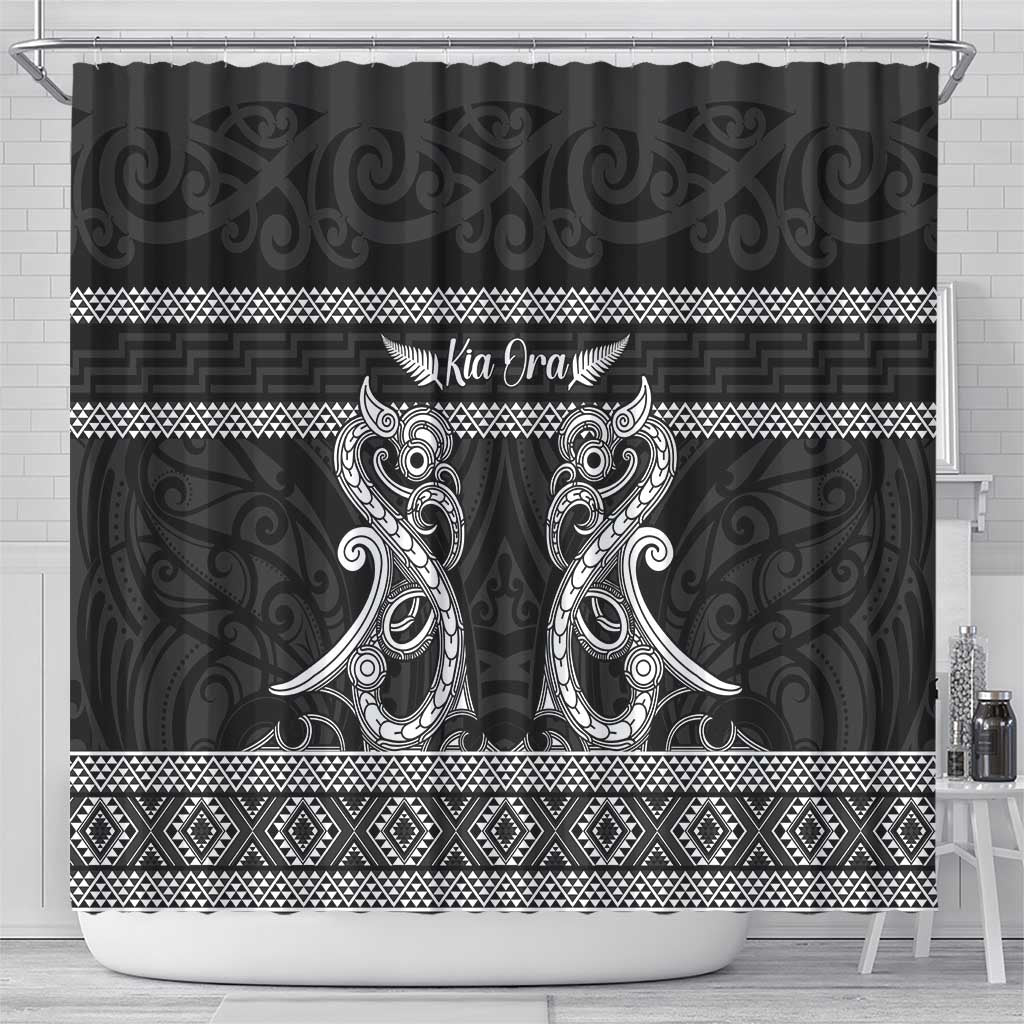 Kia Ora New Zealand Shower Curtain Maori Language Week Pango Taniko Motif - Vibe Hoodie
