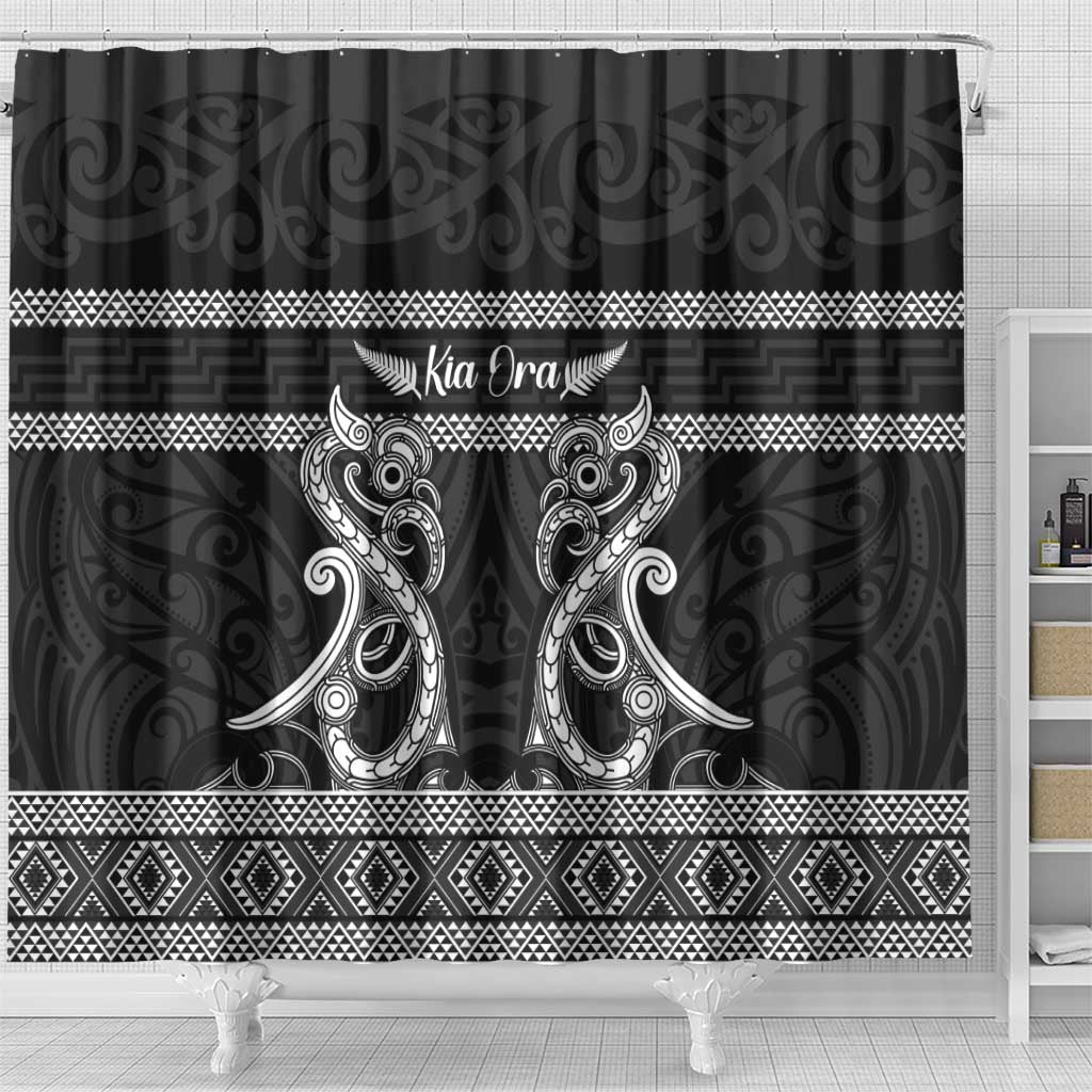 Kia Ora New Zealand Shower Curtain Maori Language Week Pango Taniko Motif - Vibe Hoodie