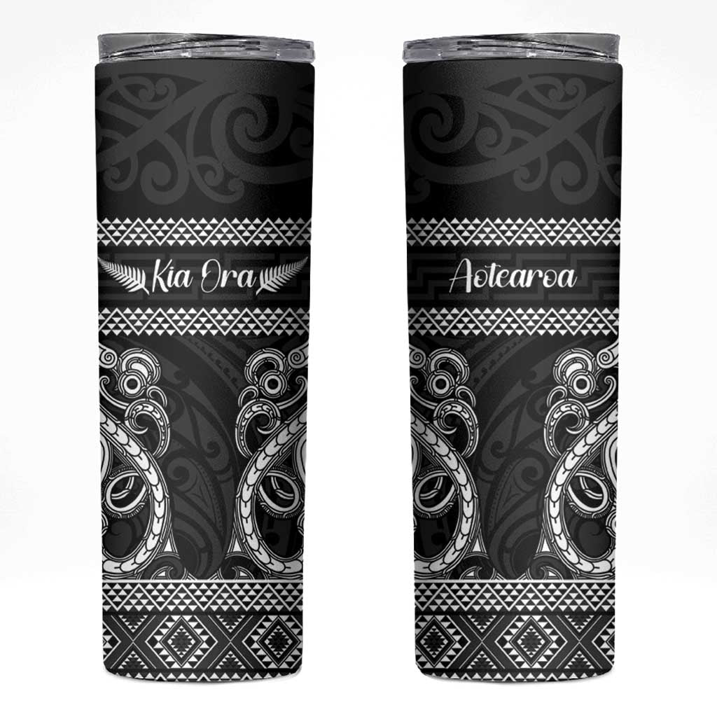 Kia Ora New Zealand Skinny Tumbler Maori Language Week Pango Taniko Motif - Vibe Hoodie