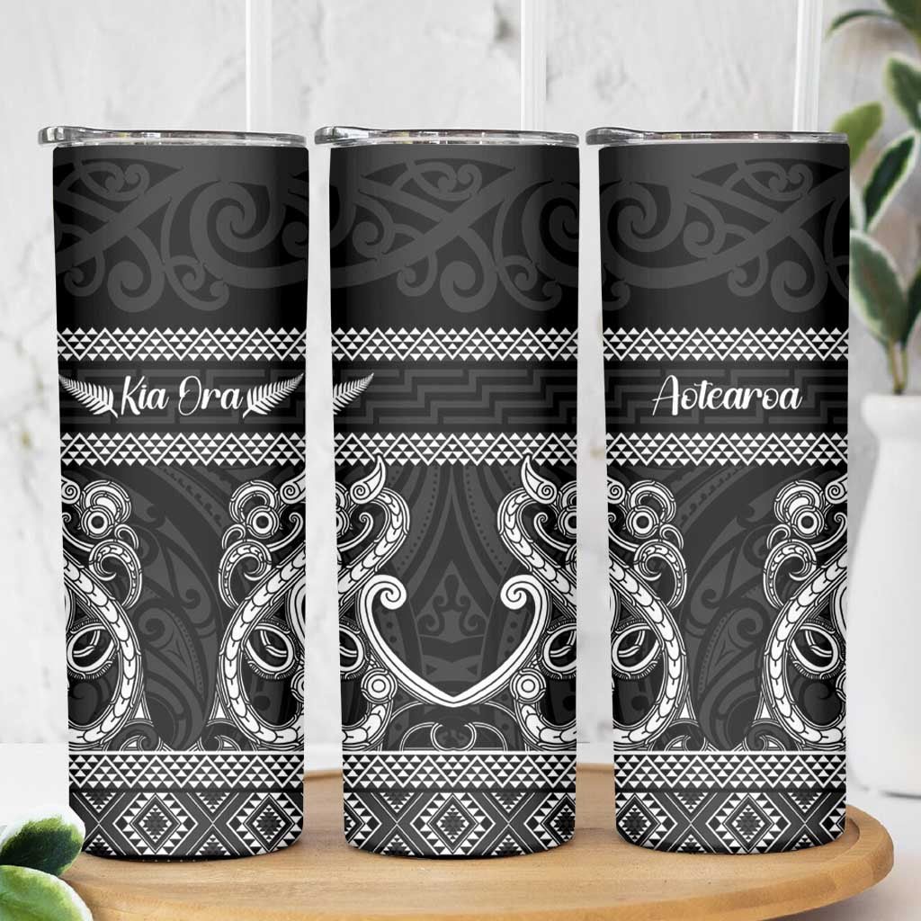 Kia Ora New Zealand Skinny Tumbler Maori Language Week Pango Taniko Motif - Vibe Hoodie
