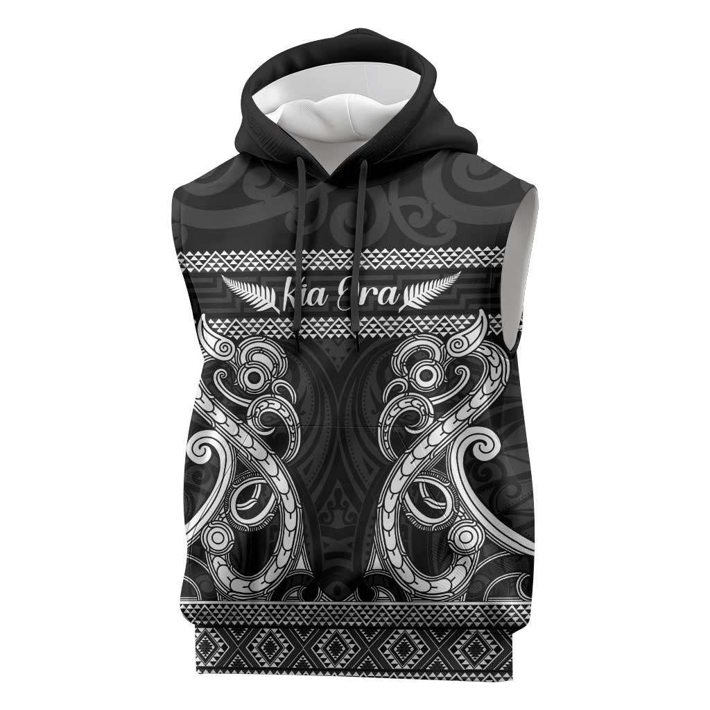 Kia Ora New Zealand Sleeveless Hoodie Maori Language Week Pango Taniko Motif - Vibe Hoodie