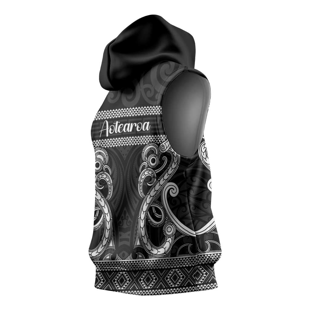 Kia Ora New Zealand Sleeveless Hoodie Maori Language Week Pango Taniko Motif - Vibe Hoodie