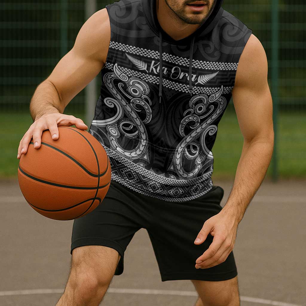 Kia Ora New Zealand Sleeveless Hoodie Maori Language Week Pango Taniko Motif - Vibe Hoodie