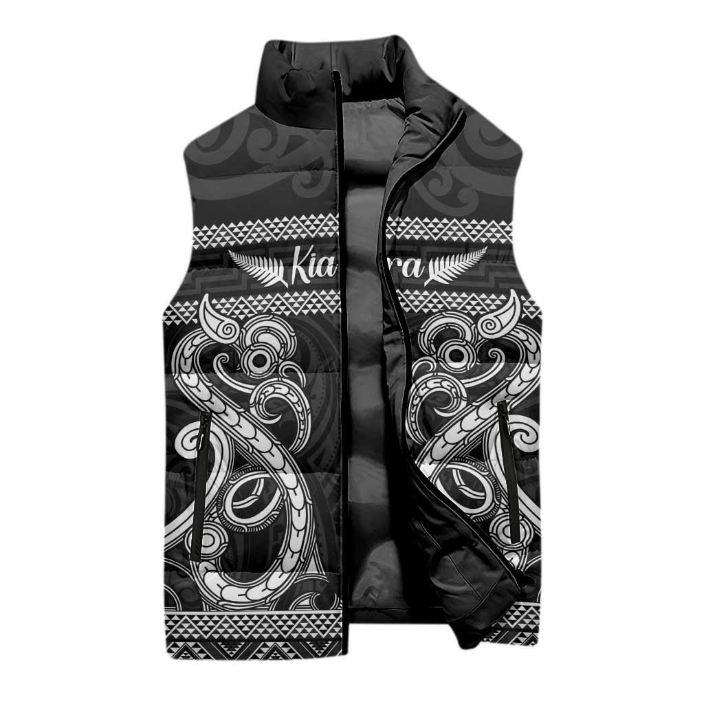 Kia Ora New Zealand Sleeveless Puffer Jacket Maori Language Week Pango Taniko Motif - Vibe Hoodie