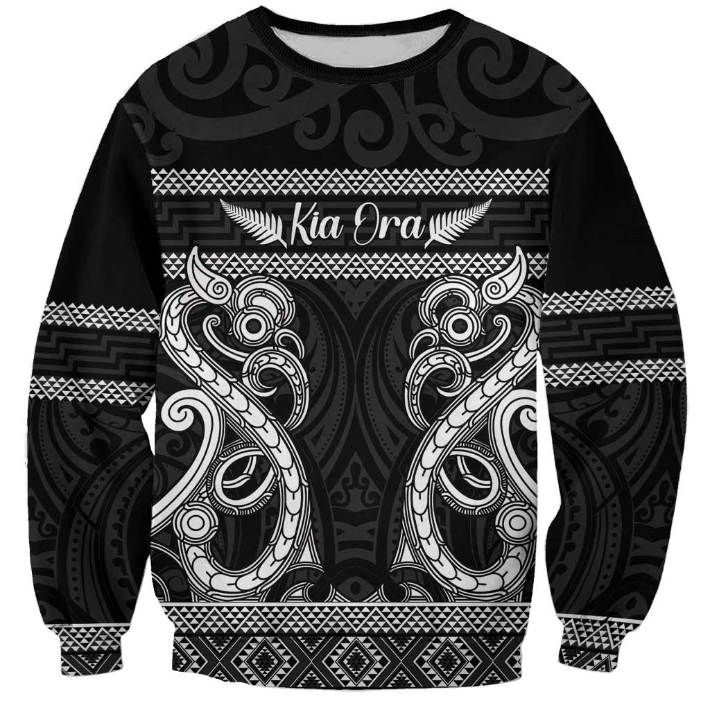 Kia Ora New Zealand Sweatshirt Maori Language Week Pango Taniko Motif - Vibe Hoodie