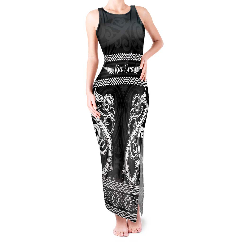 Kia Ora New Zealand Tank Maxi Dress Maori Language Week Pango Taniko Motif - Vibe Hoodie