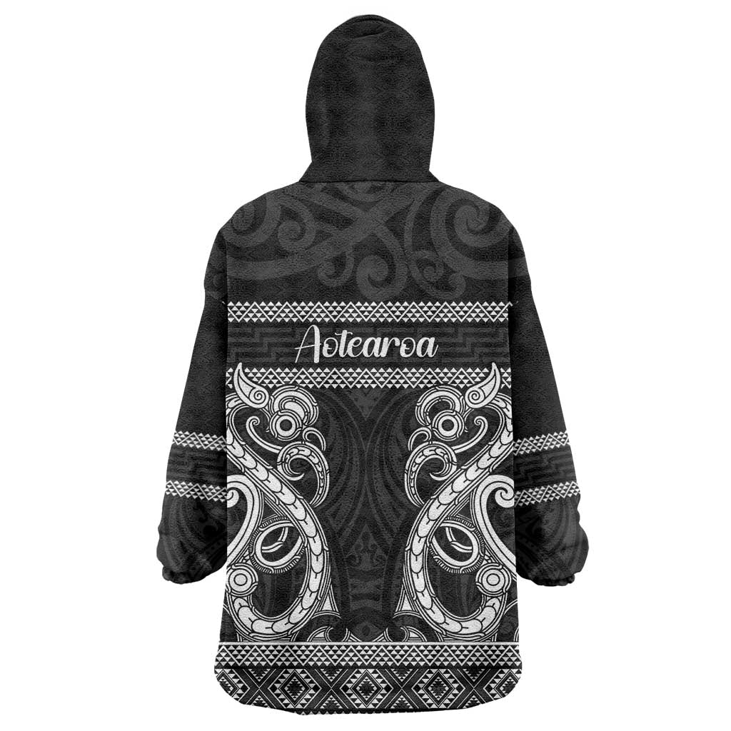Kia Ora New Zealand Wearable Blanket Hoodie Maori Language Week Pango Taniko Motif - Vibe Hoodie
