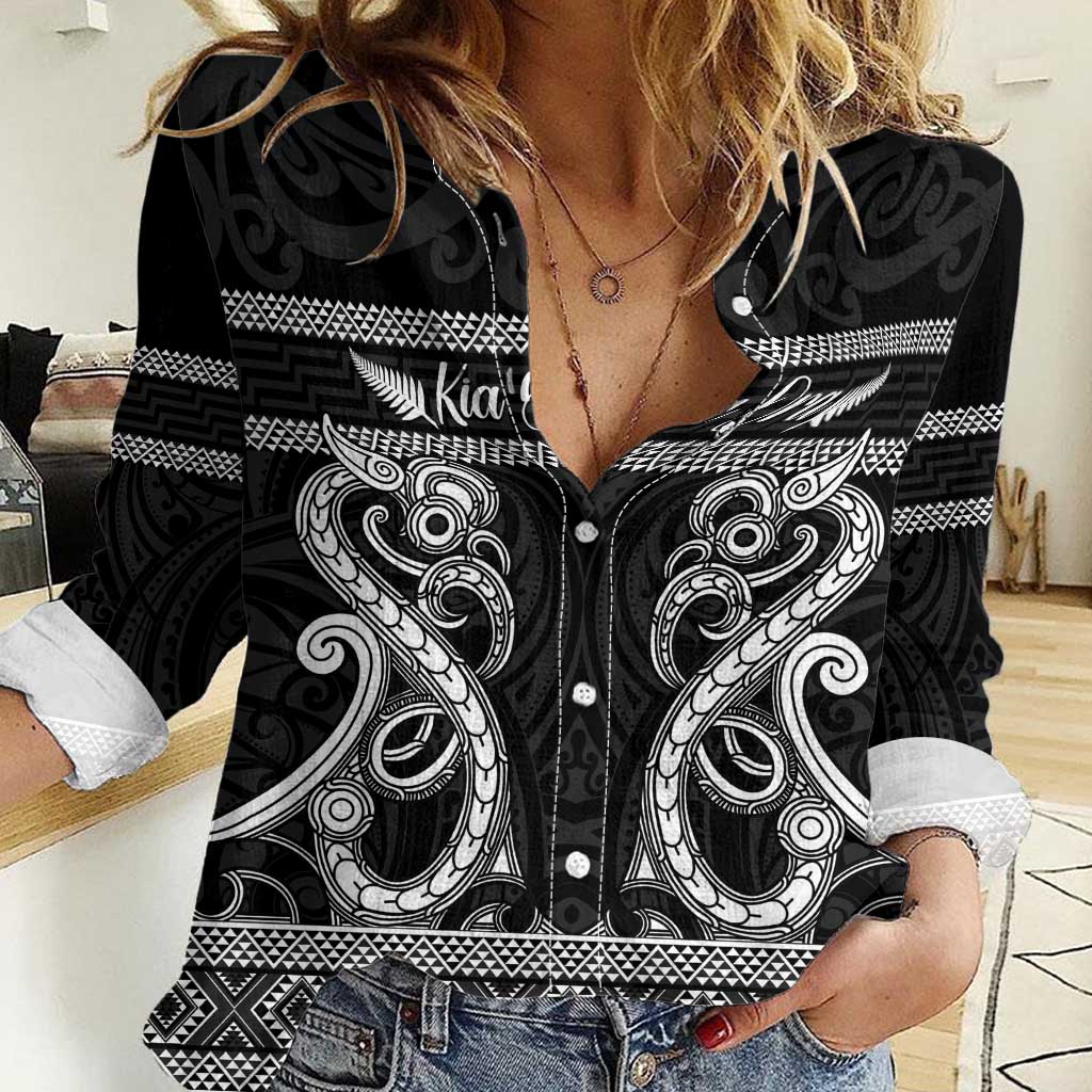 Kia Ora New Zealand Women Casual Shirt Maori Language Week Pango Taniko Motif - Vibe Hoodie