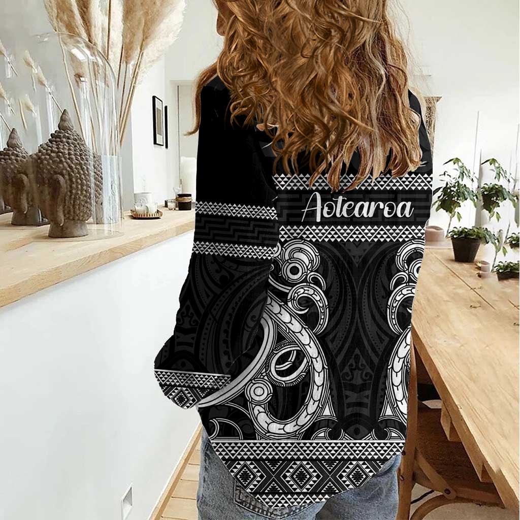Kia Ora New Zealand Women Casual Shirt Maori Language Week Pango Taniko Motif - Vibe Hoodie