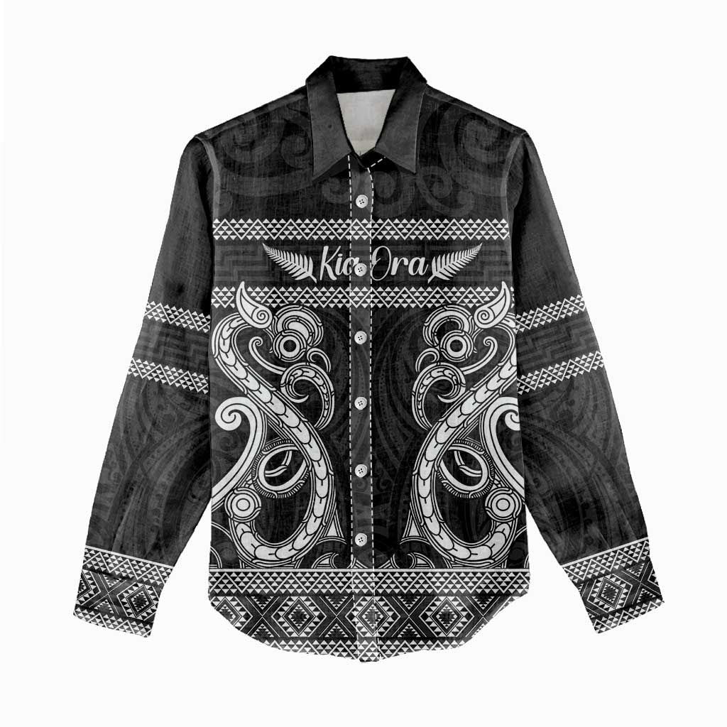 Kia Ora New Zealand Women Casual Shirt Maori Language Week Pango Taniko Motif - Vibe Hoodie