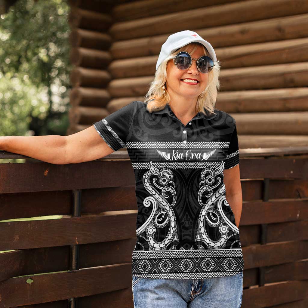 Kia Ora New Zealand Women Polo Shirt Maori Language Week Pango Taniko Motif - Vibe Hoodie