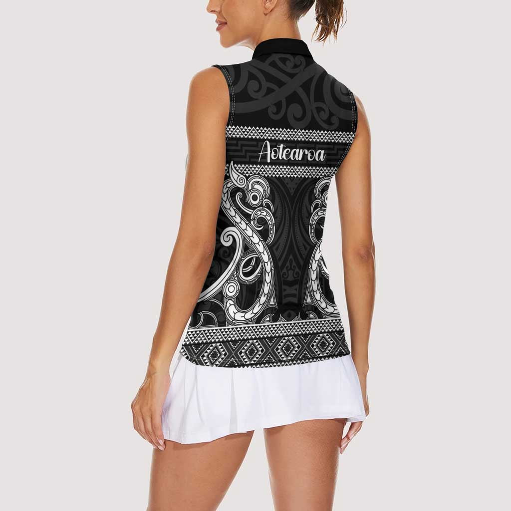 Kia Ora New Zealand Women Sleeveless Polo Shirt Maori Language Week Pango Taniko Motif - Vibe Hoodie
