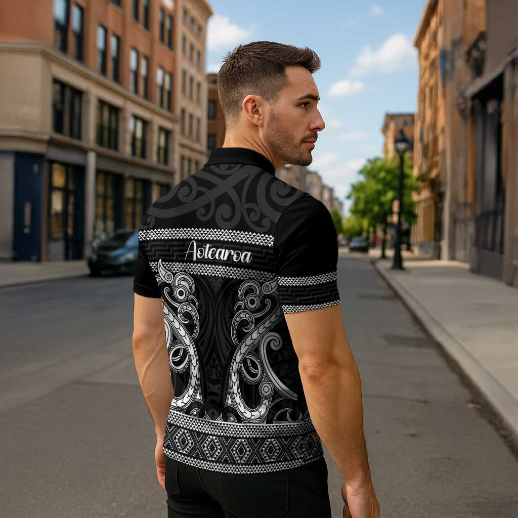 Kia Ora New Zealand Zipper Polo Shirt Maori Language Week Pango Taniko Motif - Vibe Hoodie