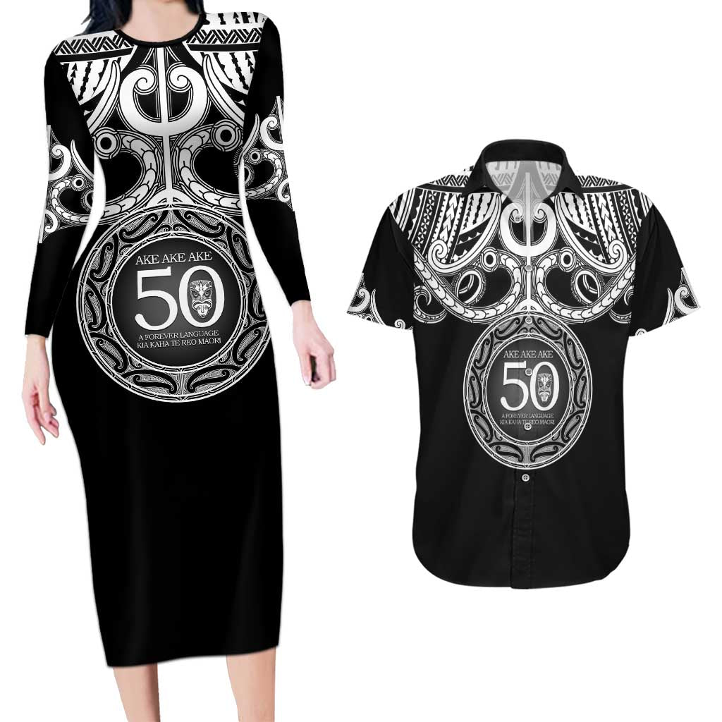 Kia Kaha Te Reo Maori New Zealand Couples Matching Long Sleeve Bodycon Dress and Hawaiian Shirt 50th Anniversary Ake Ake Ake - Vibe Hoodie