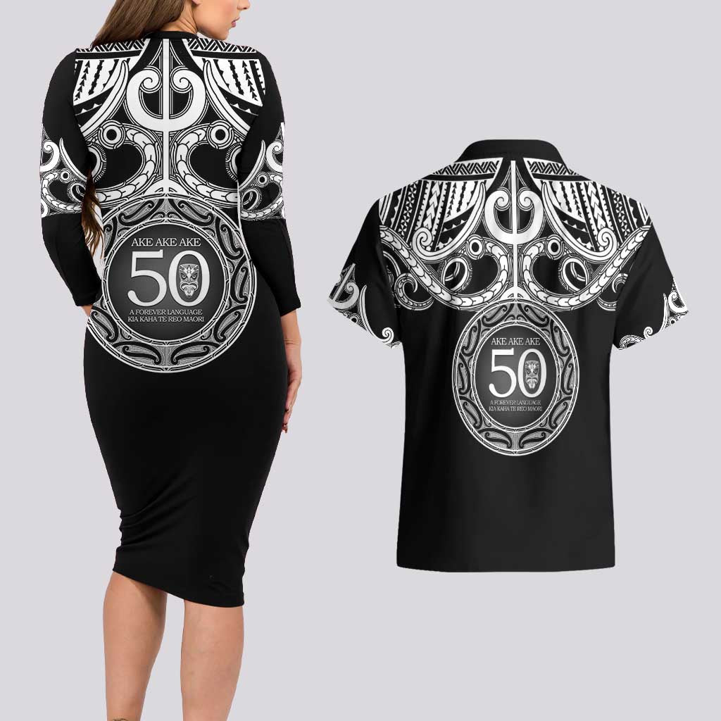 Kia Kaha Te Reo Maori New Zealand Couples Matching Long Sleeve Bodycon Dress and Hawaiian Shirt 50th Anniversary Ake Ake Ake - Vibe Hoodie