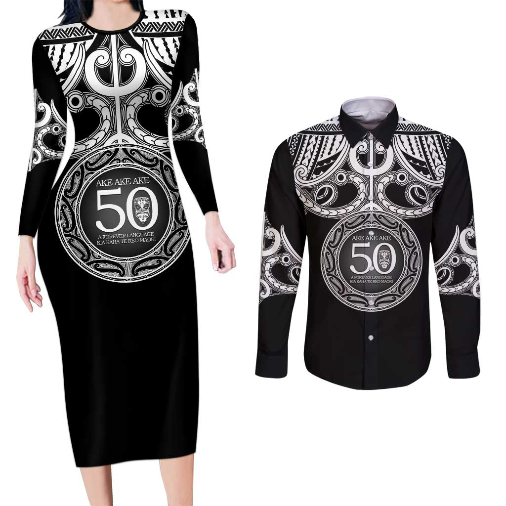 Kia Kaha Te Reo Maori New Zealand Couples Matching Long Sleeve Bodycon Dress and Long Sleeve Button Shirt 50th Anniversary Ake Ake Ake - Vibe Hoodie
