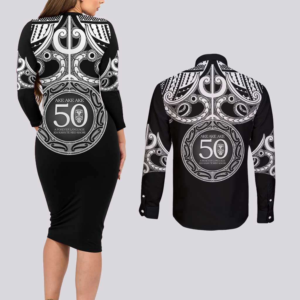 Kia Kaha Te Reo Maori New Zealand Couples Matching Long Sleeve Bodycon Dress and Long Sleeve Button Shirt 50th Anniversary Ake Ake Ake - Vibe Hoodie