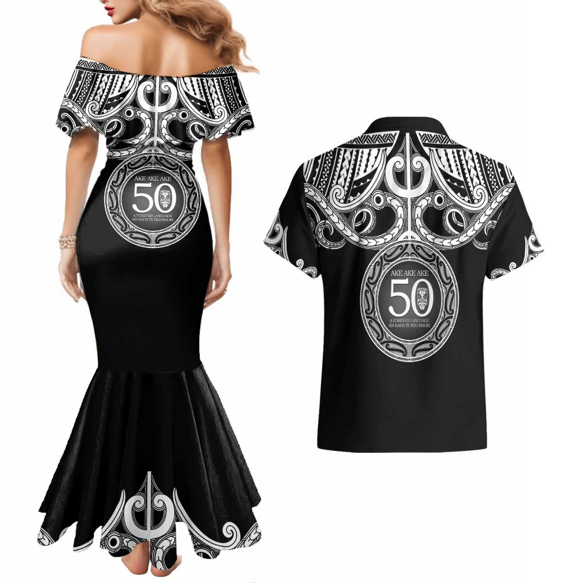 Kia Kaha Te Reo Maori New Zealand Couples Matching Mermaid Dress and Hawaiian Shirt 50th Anniversary Ake Ake Ake - Vibe Hoodie