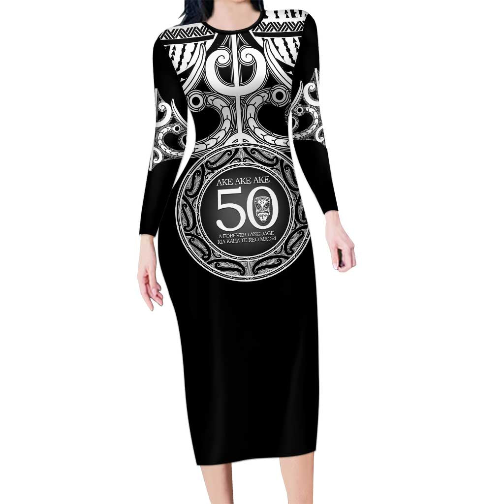 Kia Kaha Te Reo Maori New Zealand Long Sleeve Bodycon Dress 50th Anniversary Ake Ake Ake - Vibe Hoodie