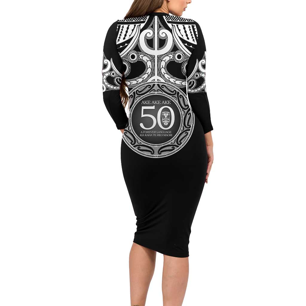 Kia Kaha Te Reo Maori New Zealand Long Sleeve Bodycon Dress 50th Anniversary Ake Ake Ake - Vibe Hoodie