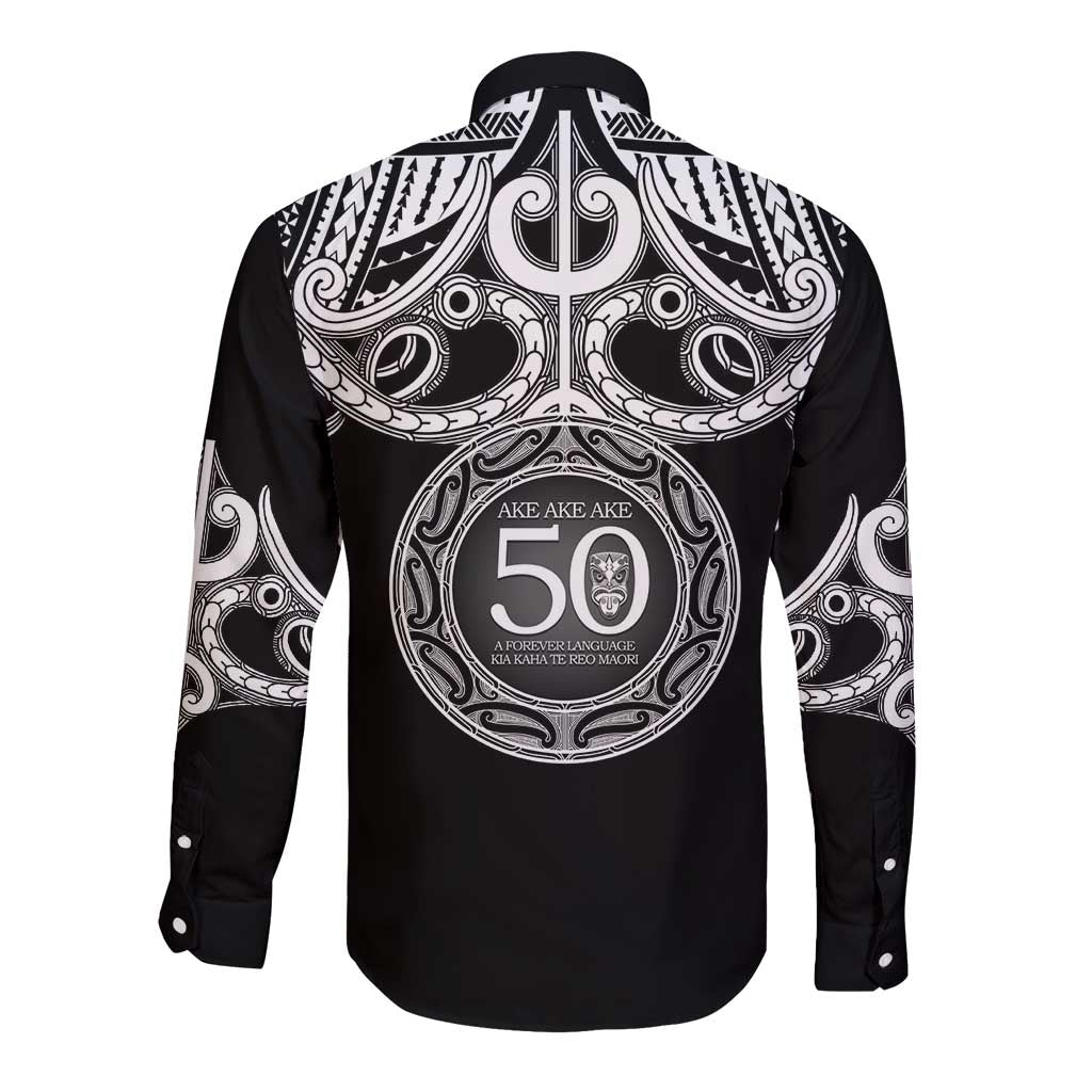 Kia Kaha Te Reo Maori New Zealand Long Sleeve Button Shirt 50th Anniversary Ake Ake Ake - Vibe Hoodie