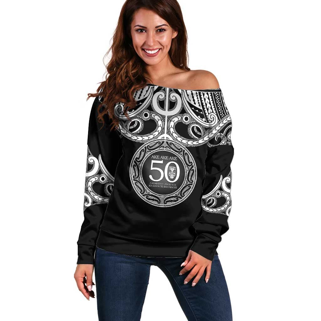 Kia Kaha Te Reo Maori New Zealand Off Shoulder Sweater 50th Anniversary Ake Ake Ake - Vibe Hoodie