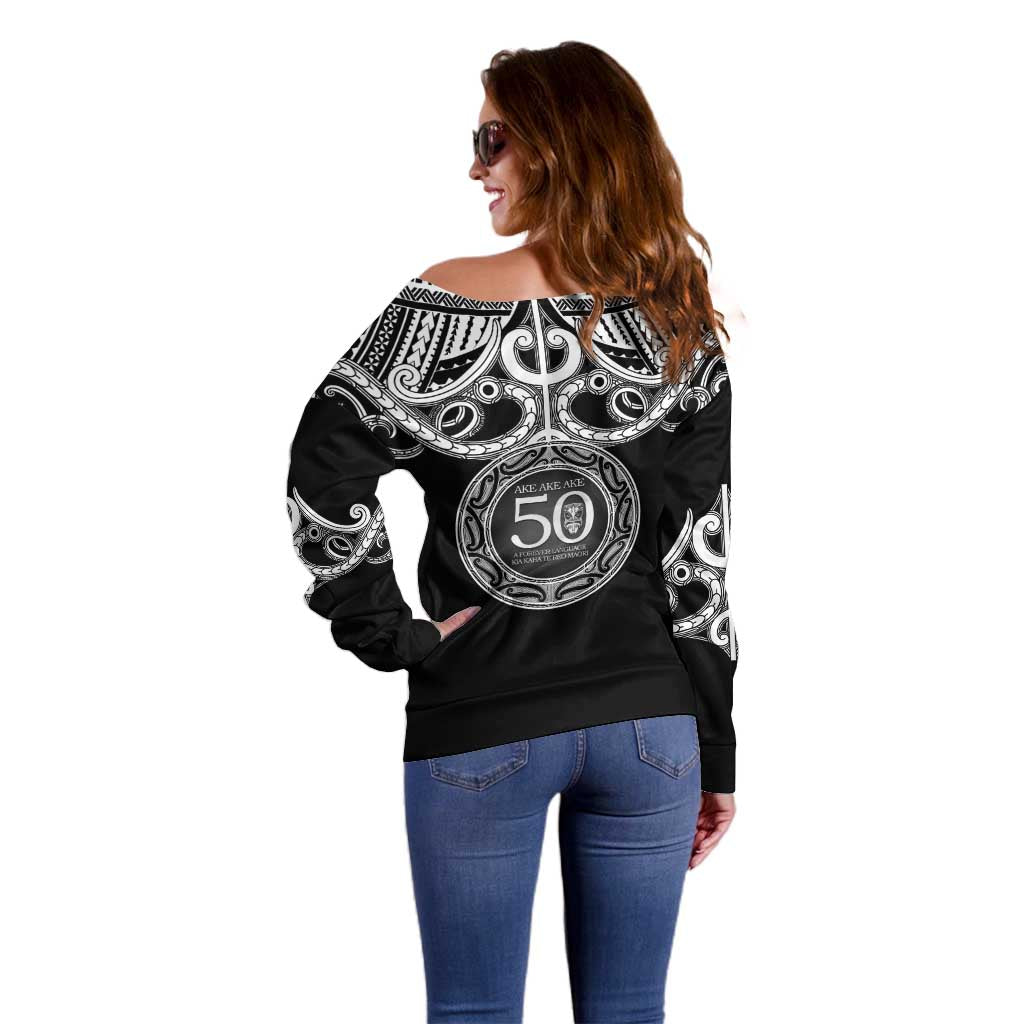 Kia Kaha Te Reo Maori New Zealand Off Shoulder Sweater 50th Anniversary Ake Ake Ake - Vibe Hoodie