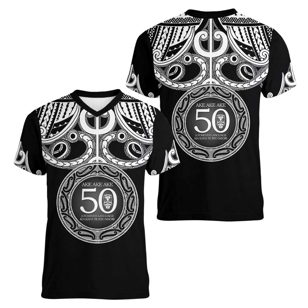 Kia Kaha Te Reo Maori New Zealand Women V-Neck T-Shirt 50th Anniversary Ake Ake Ake - Vibe Hoodie