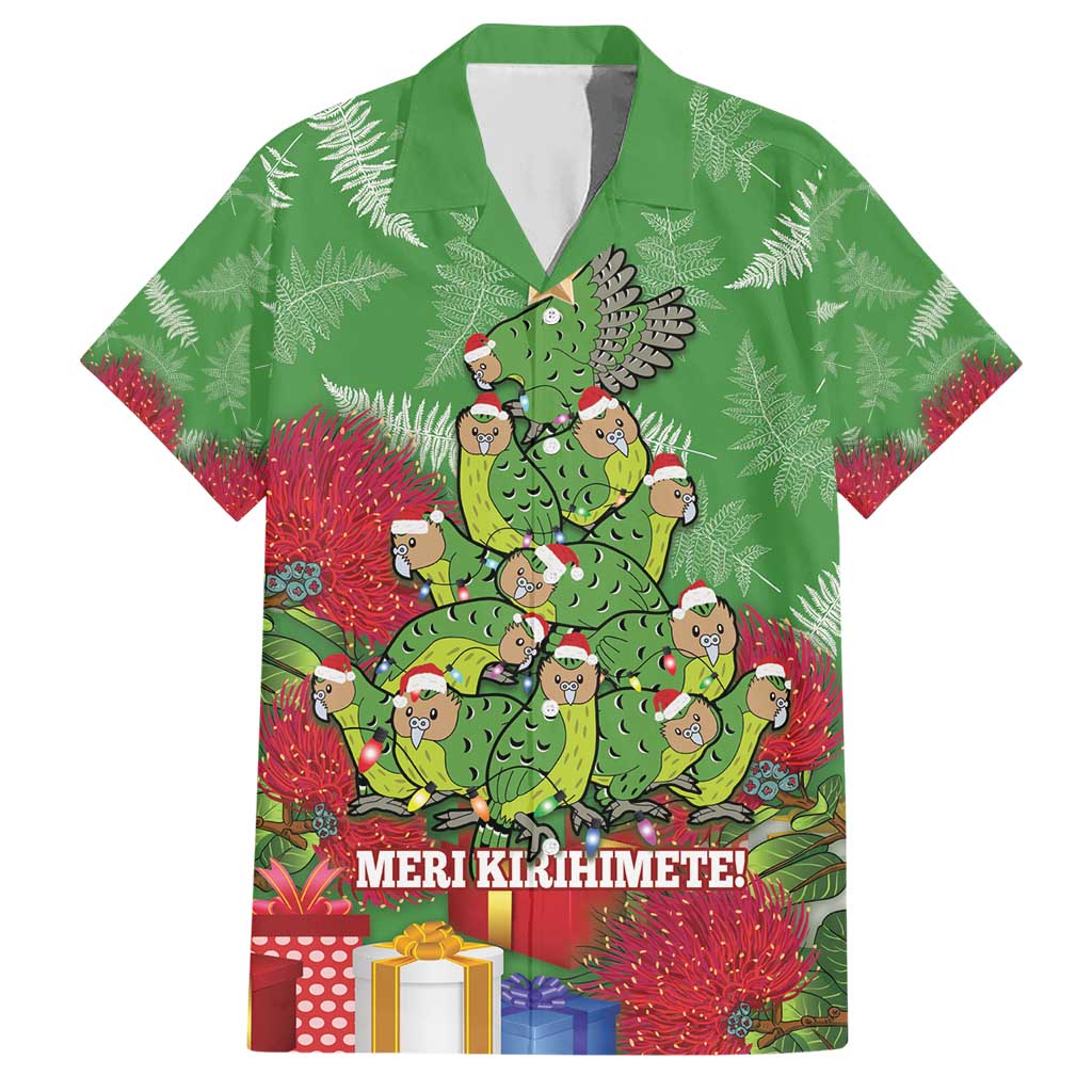 Kakapo New Zealand Christmas Hawaiian Shirt Meri Kirihimete Pohutukawa - Green Color - Vibe Hoodie Shop