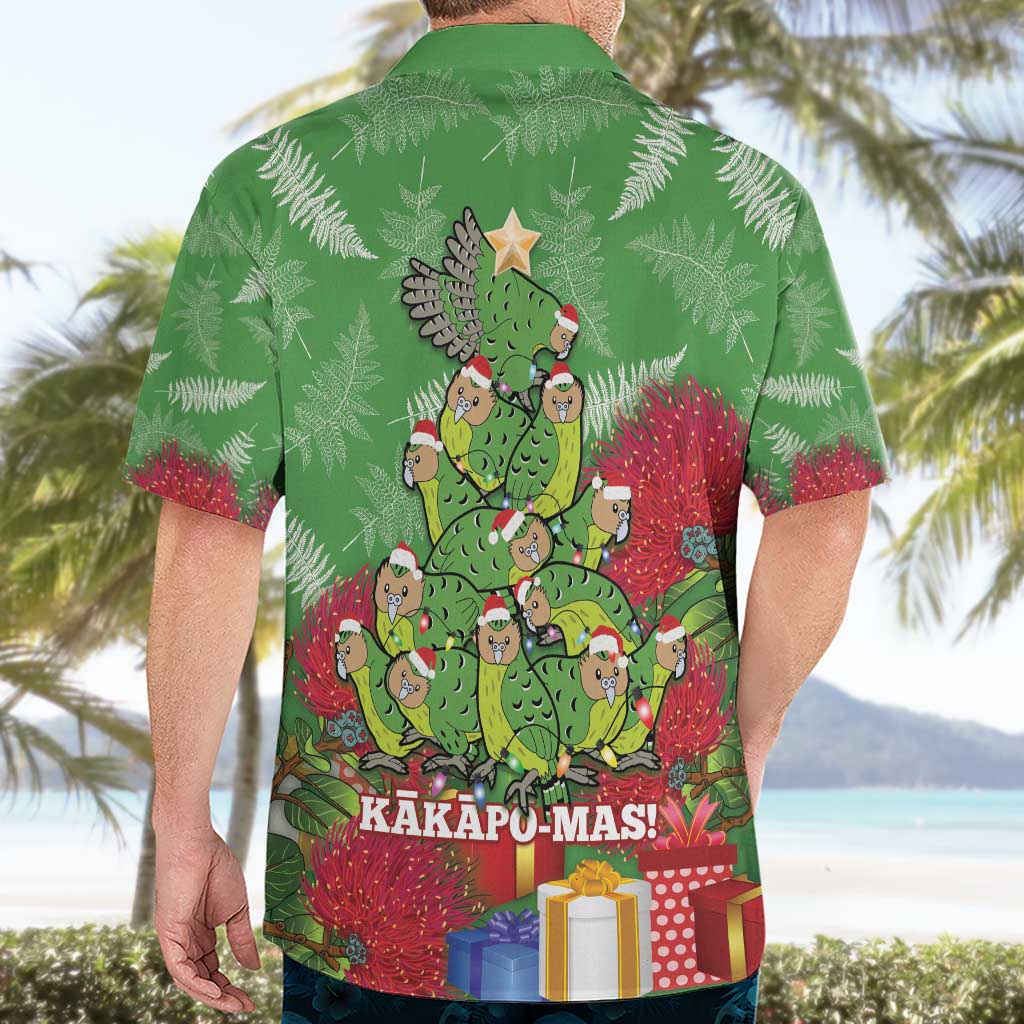 Kakapo New Zealand Christmas Hawaiian Shirt Meri Kirihimete Pohutukawa - Green Color - Vibe Hoodie Shop