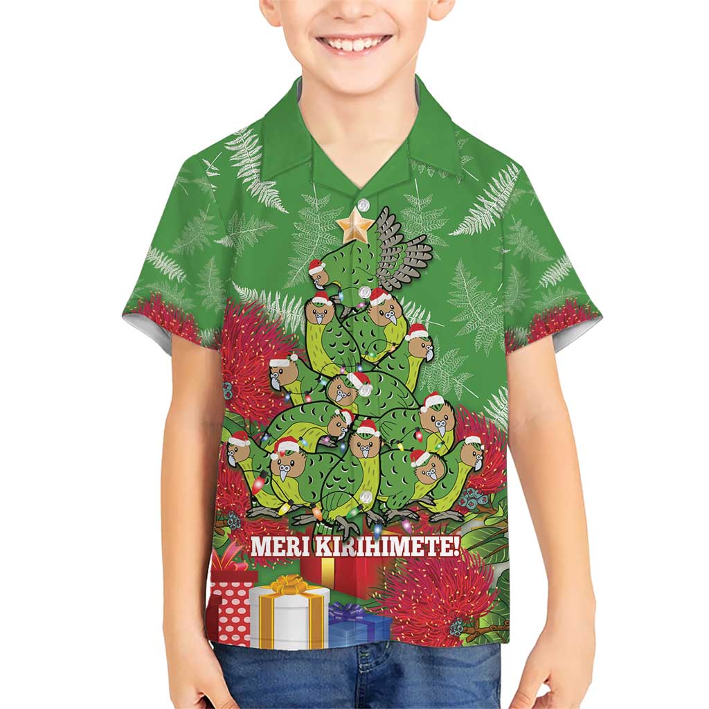 Kakapo New Zealand Christmas Hawaiian Shirt Meri Kirihimete Pohutukawa - Green Color - Vibe Hoodie Shop