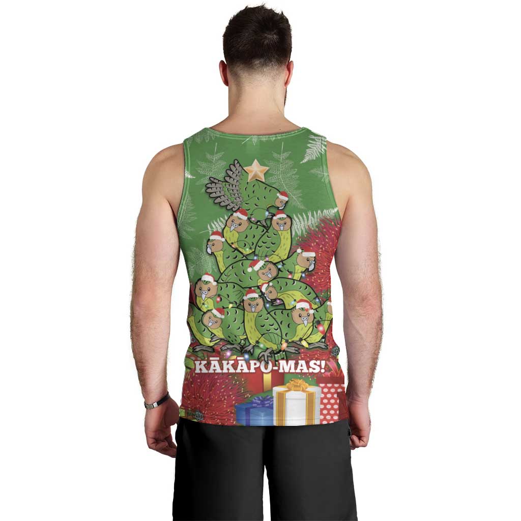 Kakapo New Zealand Christmas Men Tank Top Meri Kirihimete Pohutukawa - Green Color - Vibe Hoodie Shop