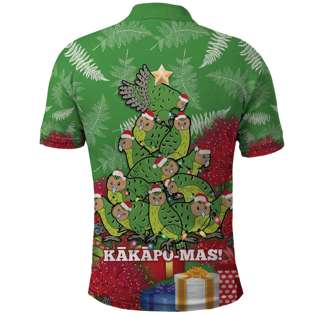 Kakapo New Zealand Christmas Polo Shirt Meri Kirihimete Pohutukawa - Green Color - Vibe Hoodie Shop