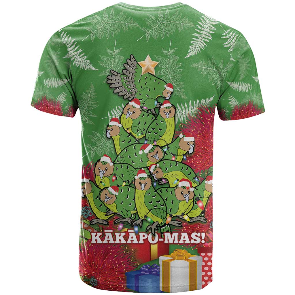 Kakapo New Zealand Christmas T Shirt Meri Kirihimete Pohutukawa - Green Color - Vibe Hoodie Shop