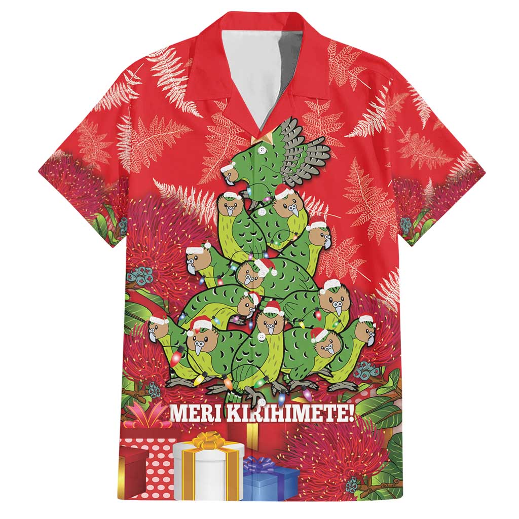 Kakapo New Zealand Christmas Hawaiian Shirt Meri Kirihimete Pohutukawa - Red Color - Vibe Hoodie Shop