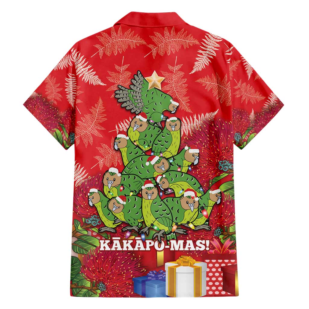 Kakapo New Zealand Christmas Hawaiian Shirt Meri Kirihimete Pohutukawa - Red Color - Vibe Hoodie Shop