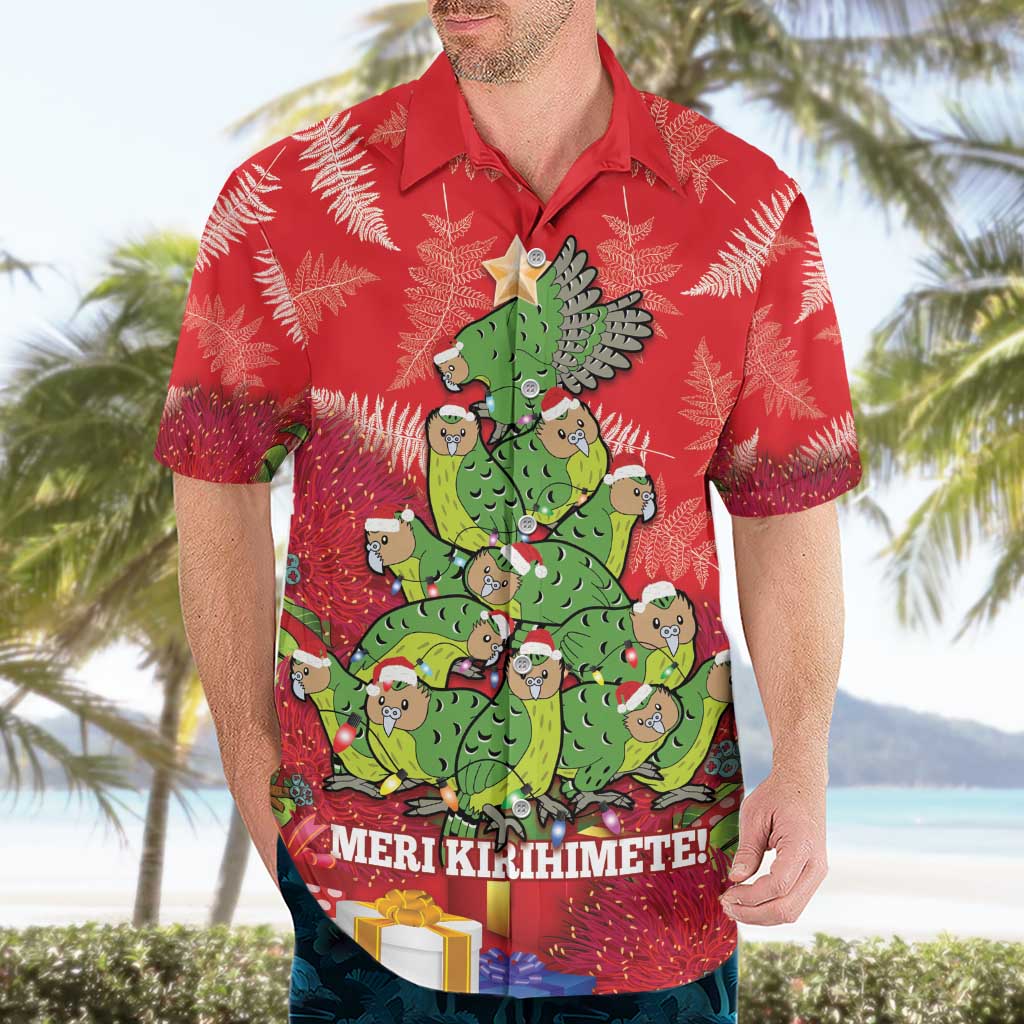 Kakapo New Zealand Christmas Hawaiian Shirt Meri Kirihimete Pohutukawa - Red Color - Vibe Hoodie Shop