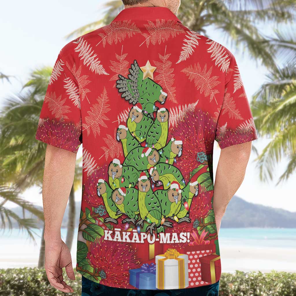 Kakapo New Zealand Christmas Hawaiian Shirt Meri Kirihimete Pohutukawa - Red Color - Vibe Hoodie Shop