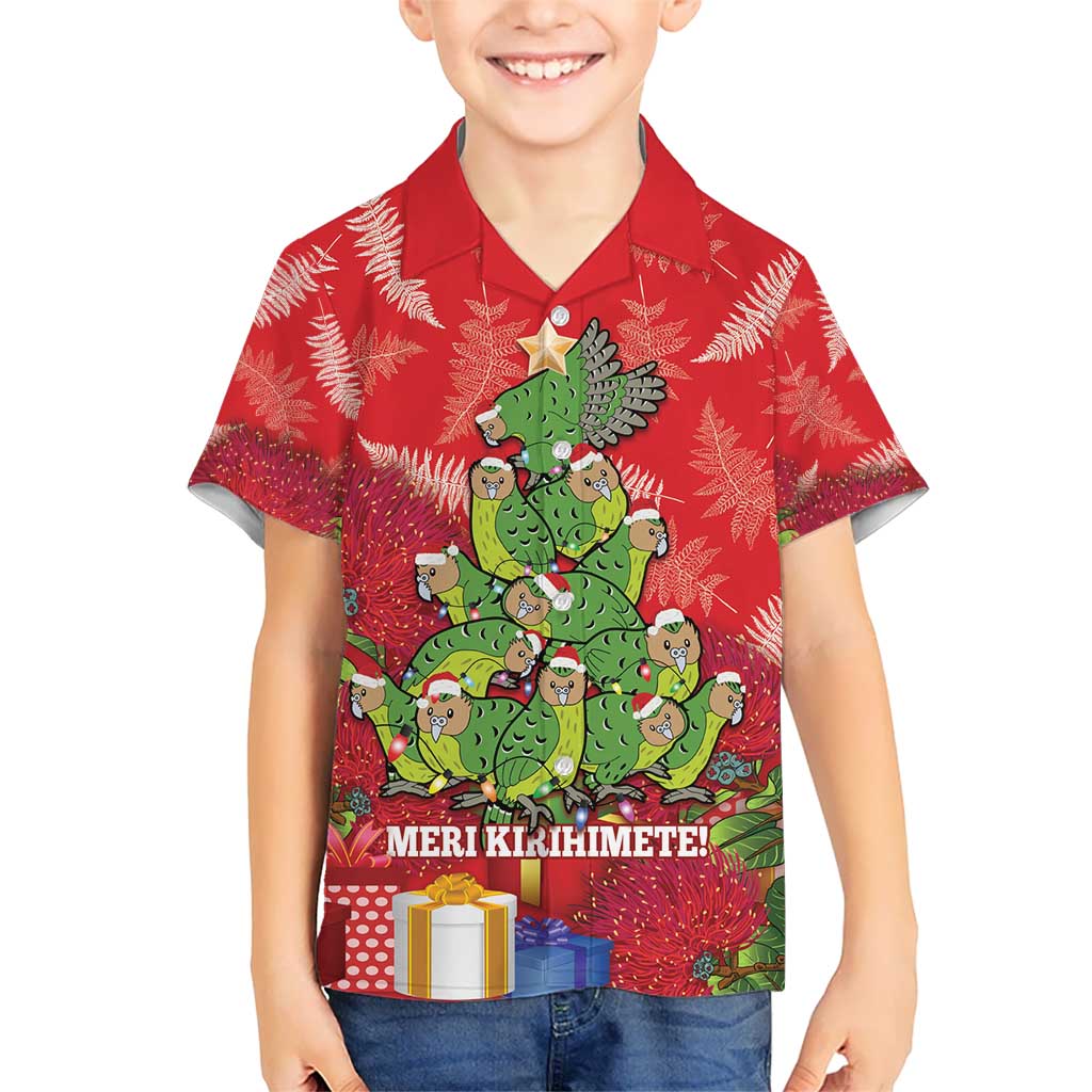 Kakapo New Zealand Christmas Hawaiian Shirt Meri Kirihimete Pohutukawa - Red Color - Vibe Hoodie Shop