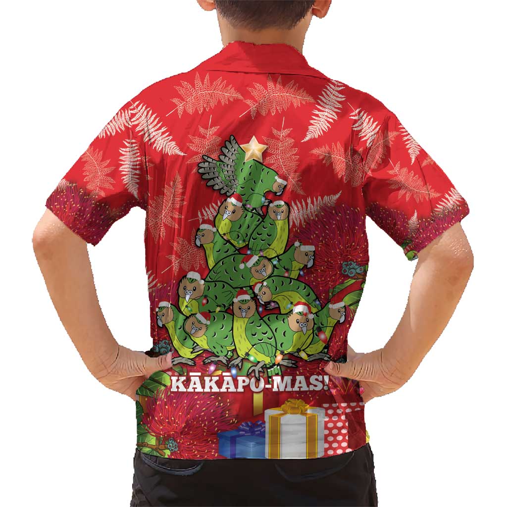 Kakapo New Zealand Christmas Hawaiian Shirt Meri Kirihimete Pohutukawa - Red Color - Vibe Hoodie Shop