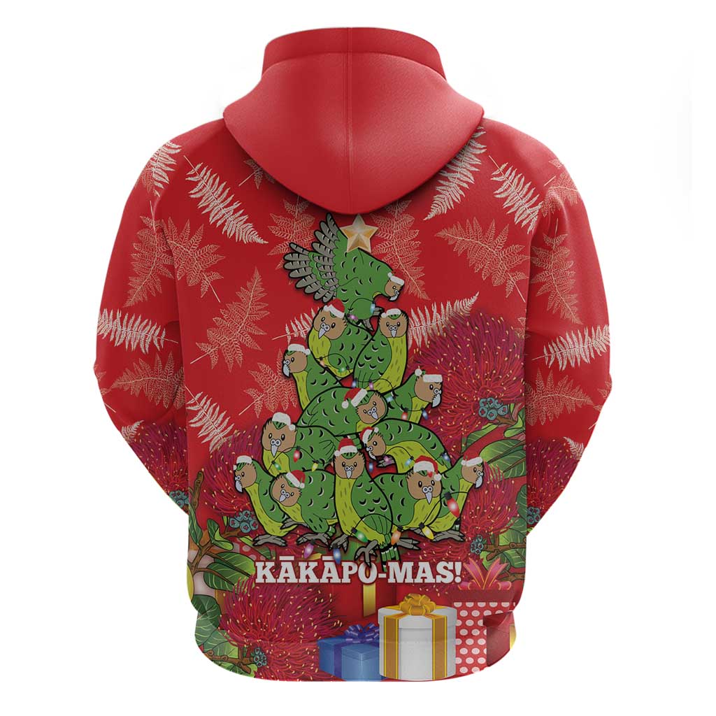 Kakapo New Zealand Christmas Hoodie Meri Kirihimete Pohutukawa - Red Color - Vibe Hoodie Shop