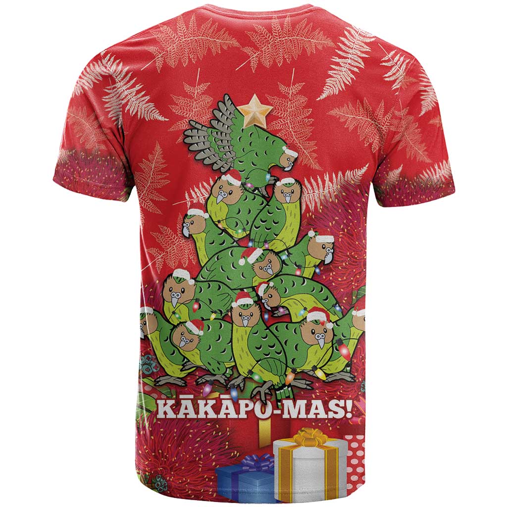 Kakapo New Zealand Christmas T Shirt Meri Kirihimete Pohutukawa - Red Color - Vibe Hoodie Shop