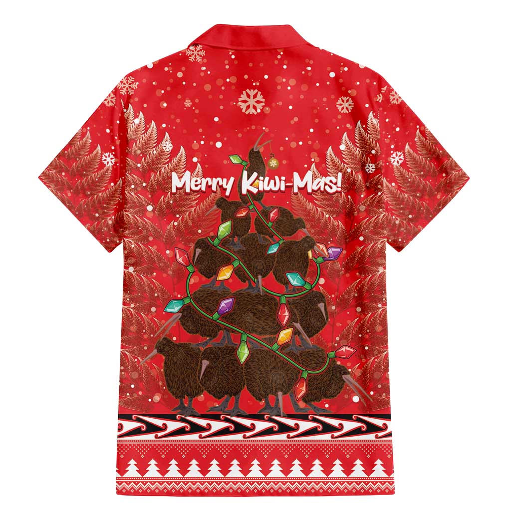 Kiwi New Zealand Christmas Family Matching Mermaid Dress and Hawaiian Shirt Meri Kirihimete Silver Fern - Red Color